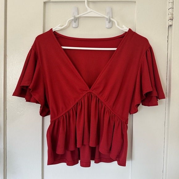 SHEIN Deep Vneck Ruffle Top - Picture 3 of 6